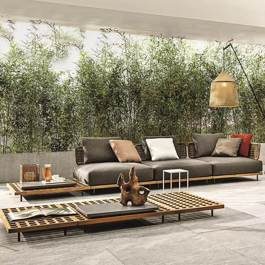Rattan Resort Elegant Italian Three-Seater Sofa - Image 1