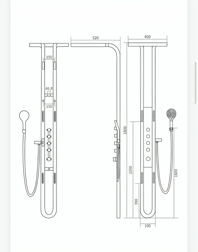 Nordic Rain LED Thermostatic Waterfall Shower Set - Image 6