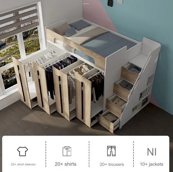 Space-Saving Pull-Out Cabinet Loft Bed - Image 2