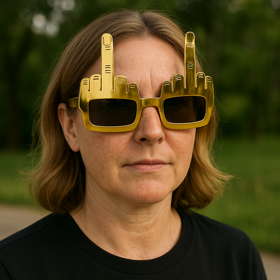 Bold Gold Middle Finger Party Sunglasses - Image 1