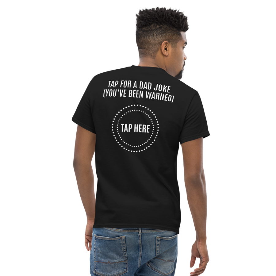 Tap For a Dad Joke Funny Cotton T-Shirt - Image 1