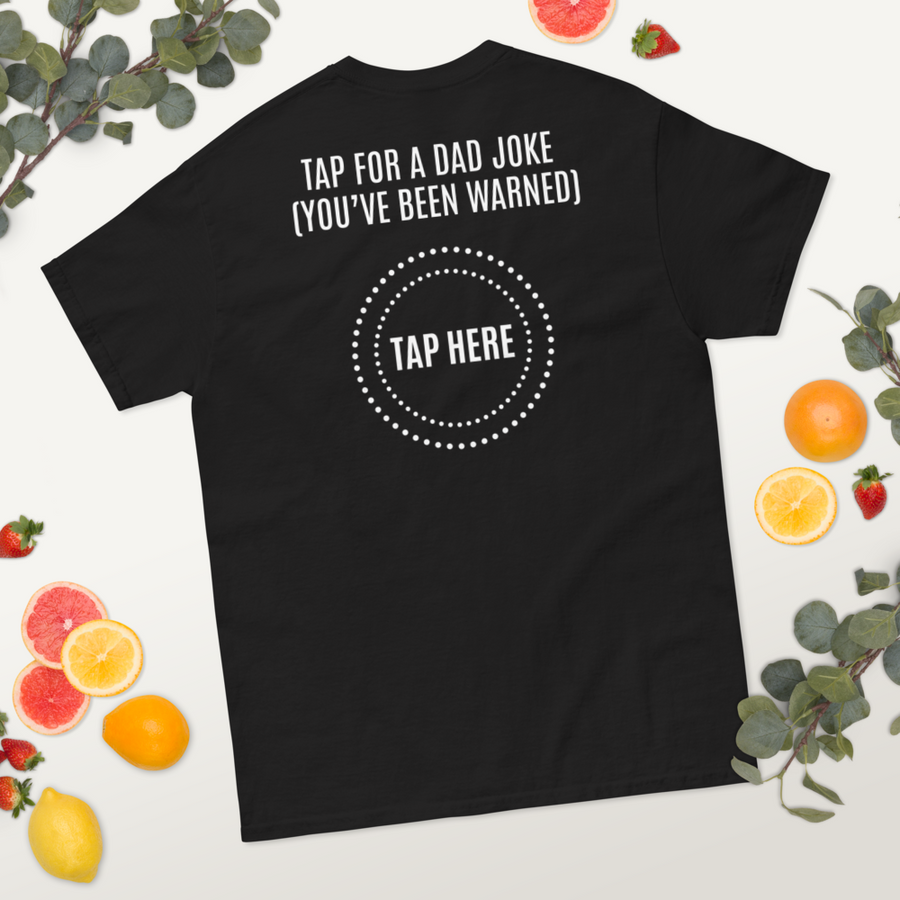Tap For a Dad Joke Funny Cotton T-Shirt - Image 0