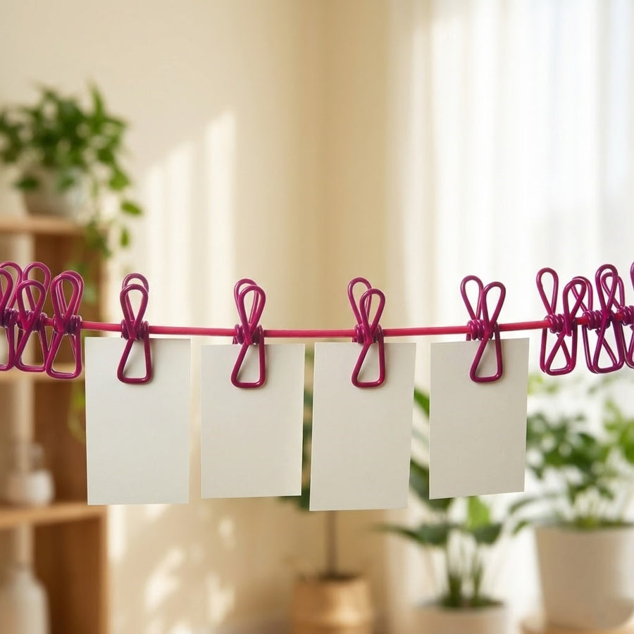 Windproof Non-Slip Elastic Multi-Clip Travel Clothesline - Image 1