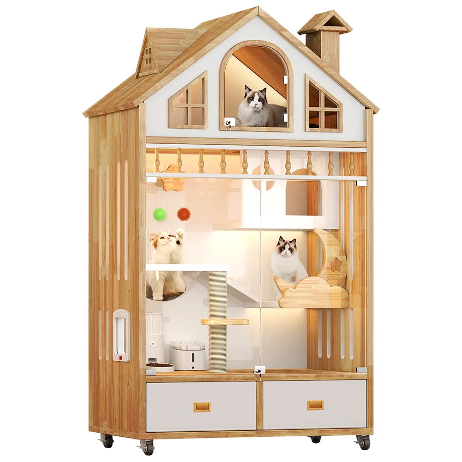 Wooden Luxury Indoor Large Cozy Cat House - Image 8