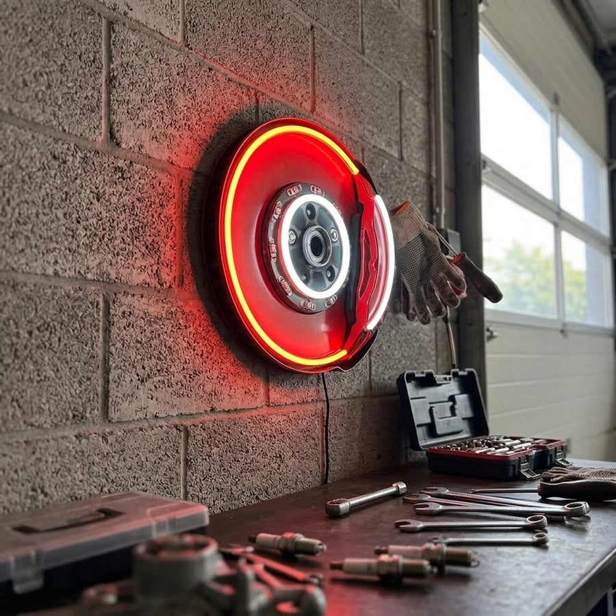 Pit Stop Brake Disc Neon Sign