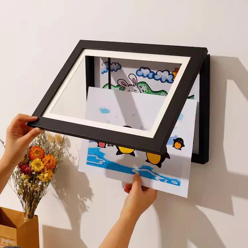 The Ultimate Solution for Showcasing Your Child’s Artwork: Magnetic Wooden Kids Easy Open Art Frame