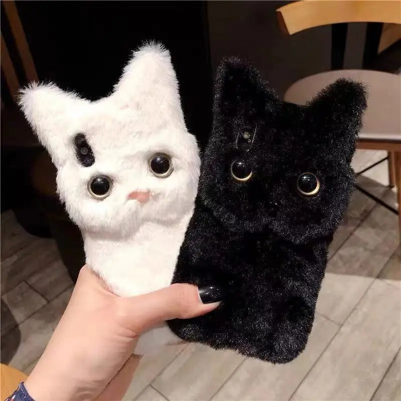 Cuddle Your Tech: Exploring the Fluffy Cat Warm Plush iPhone Case