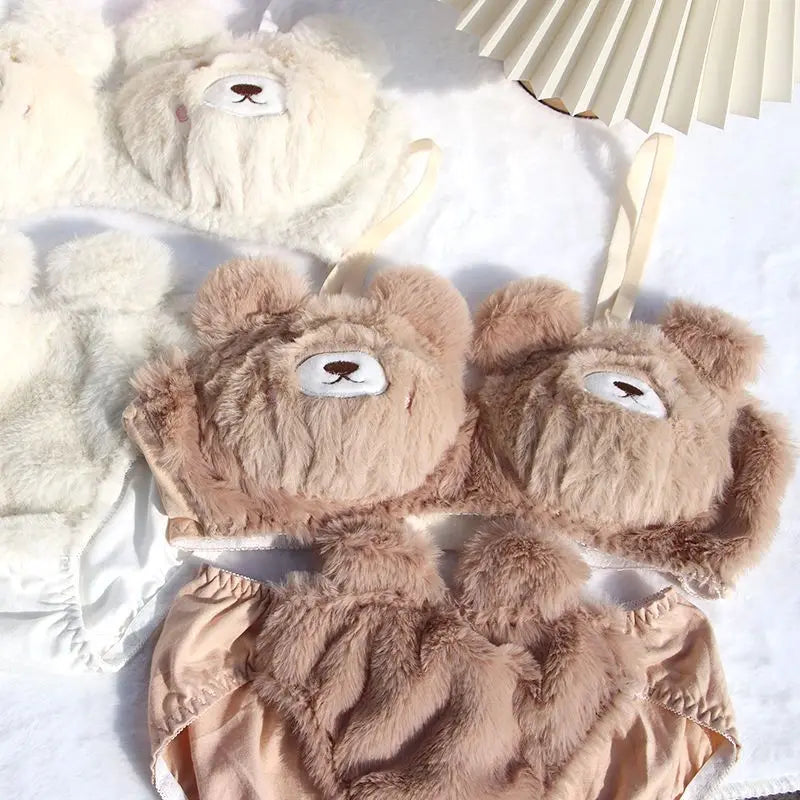 Embrace Playful Comfort with the Soft Bear-Themed Cozy Bra Set: The Perfect Gift for Every Occasion