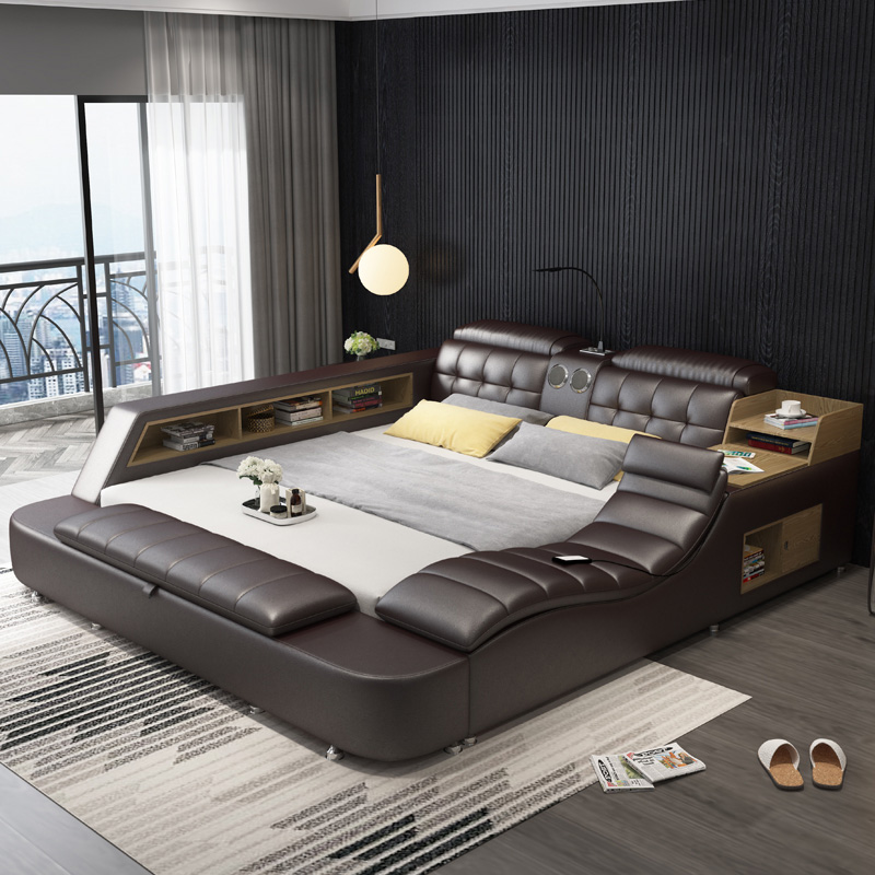 Transform Your Bedroom with the Luxury Leather Multifunctional Modern Bed Frame