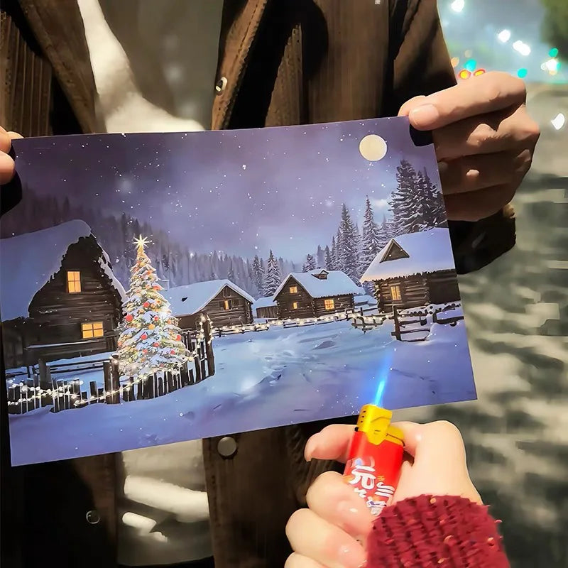 “Uncover Hidden Magic with the Warm Glow Mystical Winter Postcard”