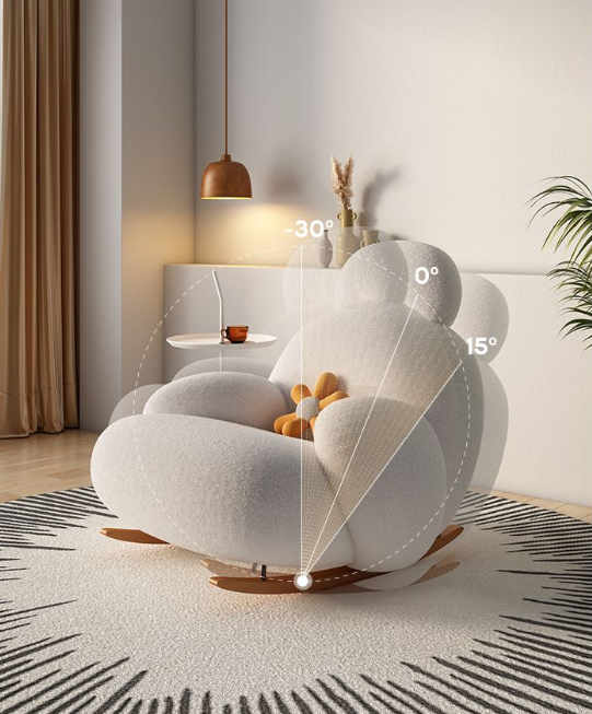 “Gift the Ultimate Comfort: Modern Ergonomic European Fluffy White Lounge Chair”