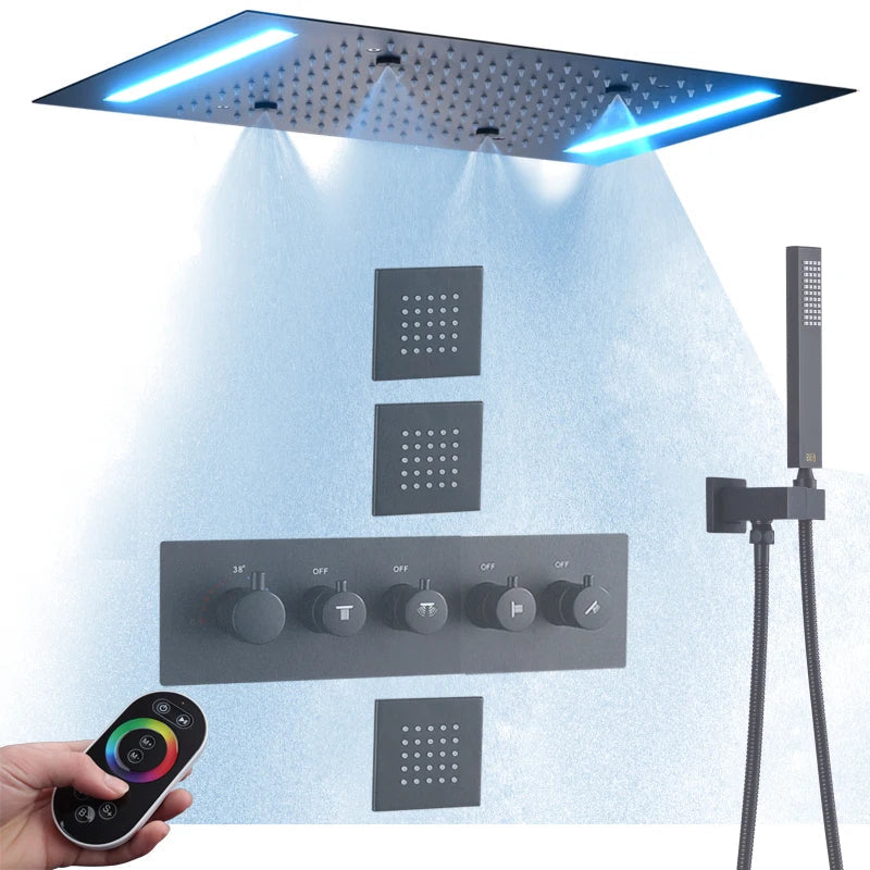 Elevate Bathing with the Waterfall Thermostatic Massaging Rain Shower System: The Ideal Gift for Spa-Like Luxury