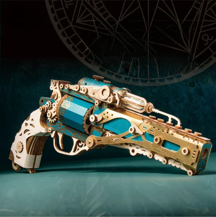 Mechanical Steampunk DIY Wooden Puzzle Revolver: The Ultimate Gift for Makers & Steampunk Fans