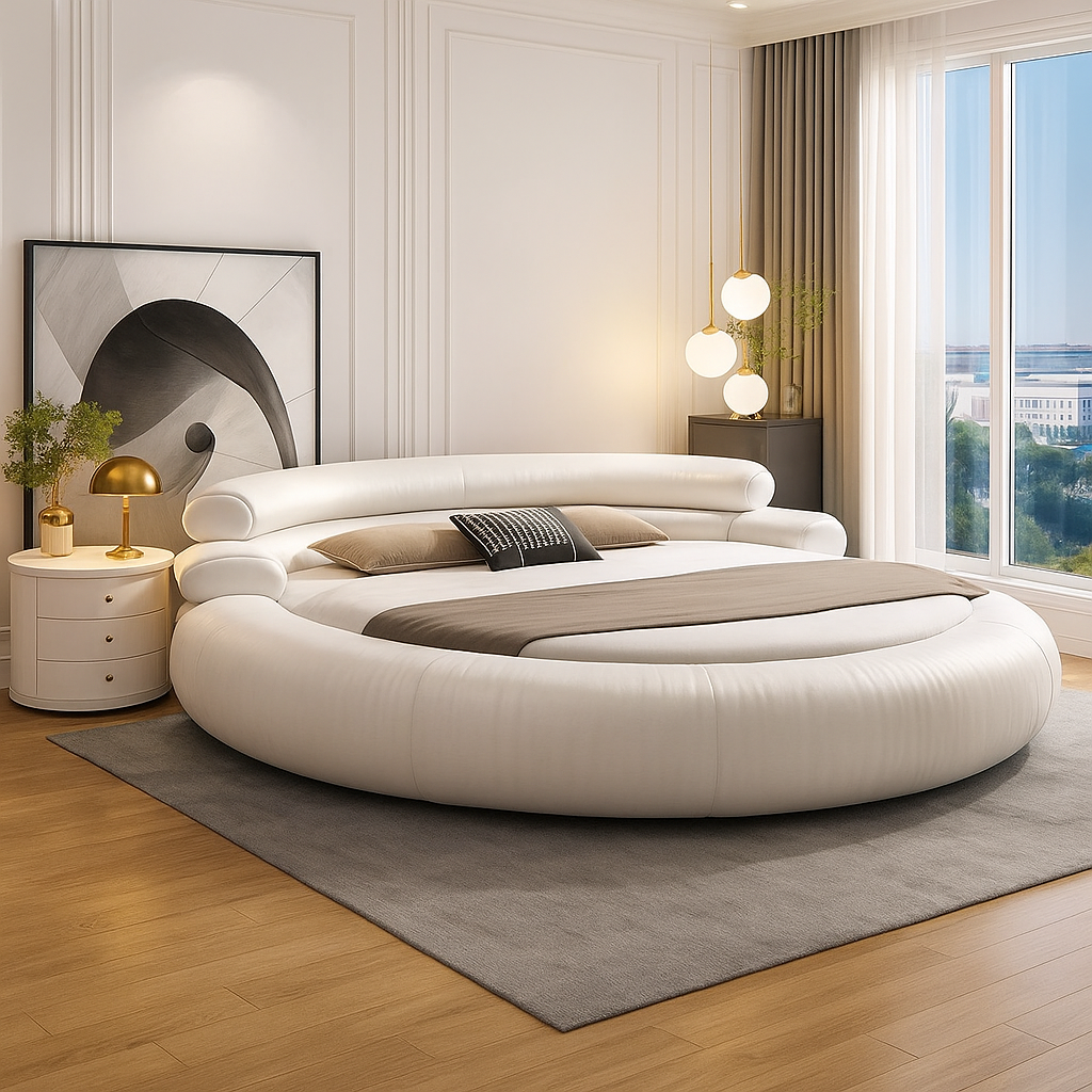 Luxury Sleep: Give the Gift of the Italian Style Minimalist Circle Leather Bed