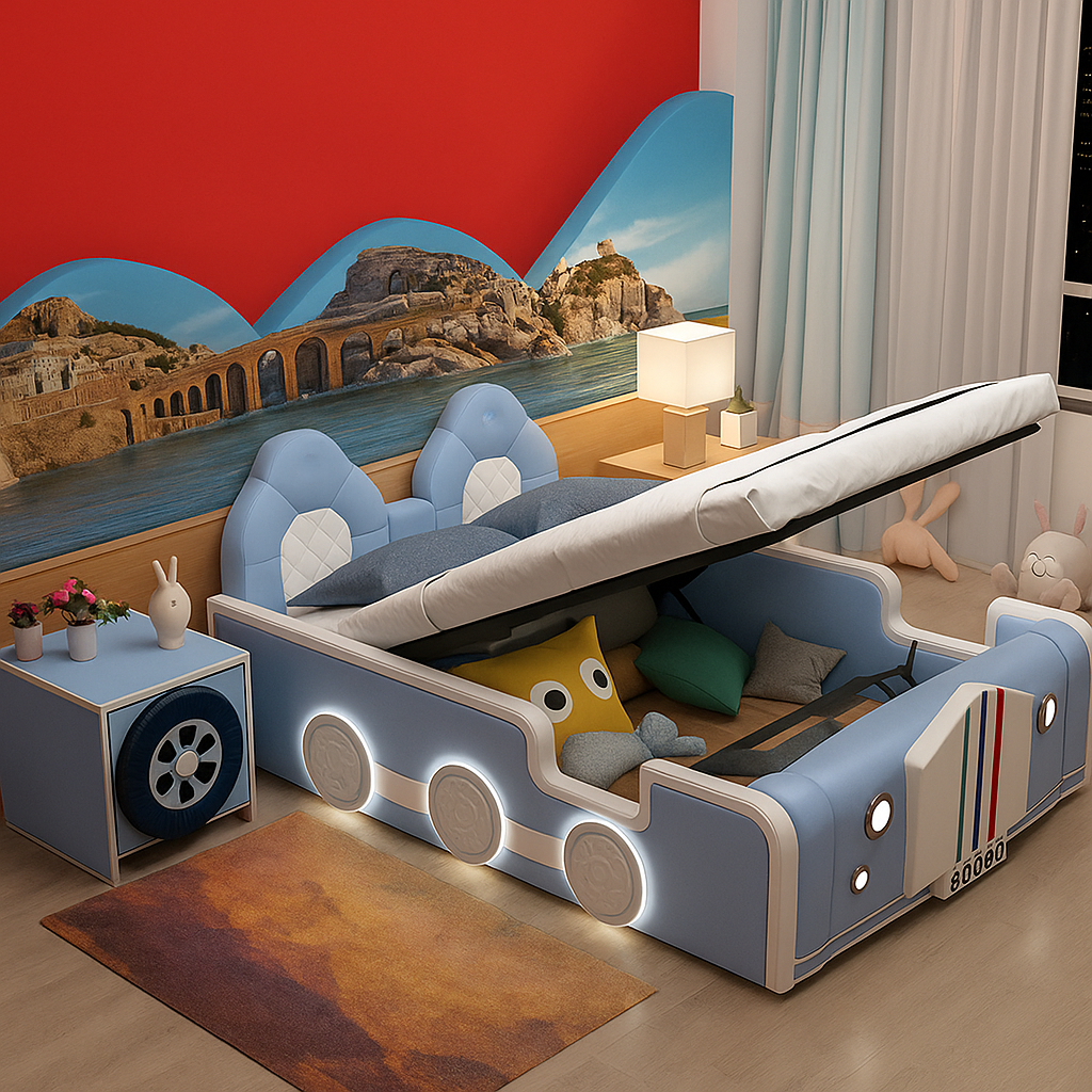Rev Up Bedtime: Classic Car Bed with Speakers – The Ultimate Gift for Kids