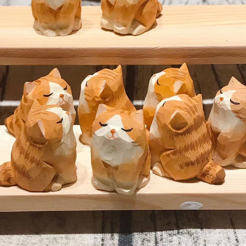 Handmade Wooden Cute Pet Figurines: The Perfect Gift for a Touch of Calm