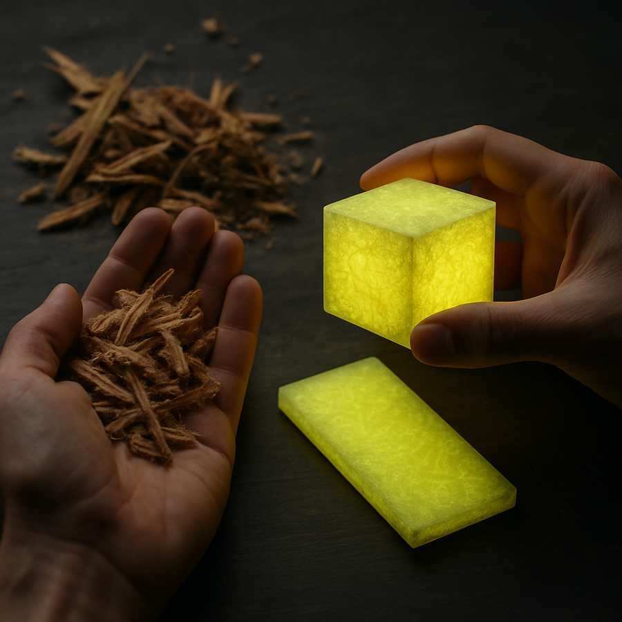 Transforming Wood Waste into Sustainable Glowing Materials