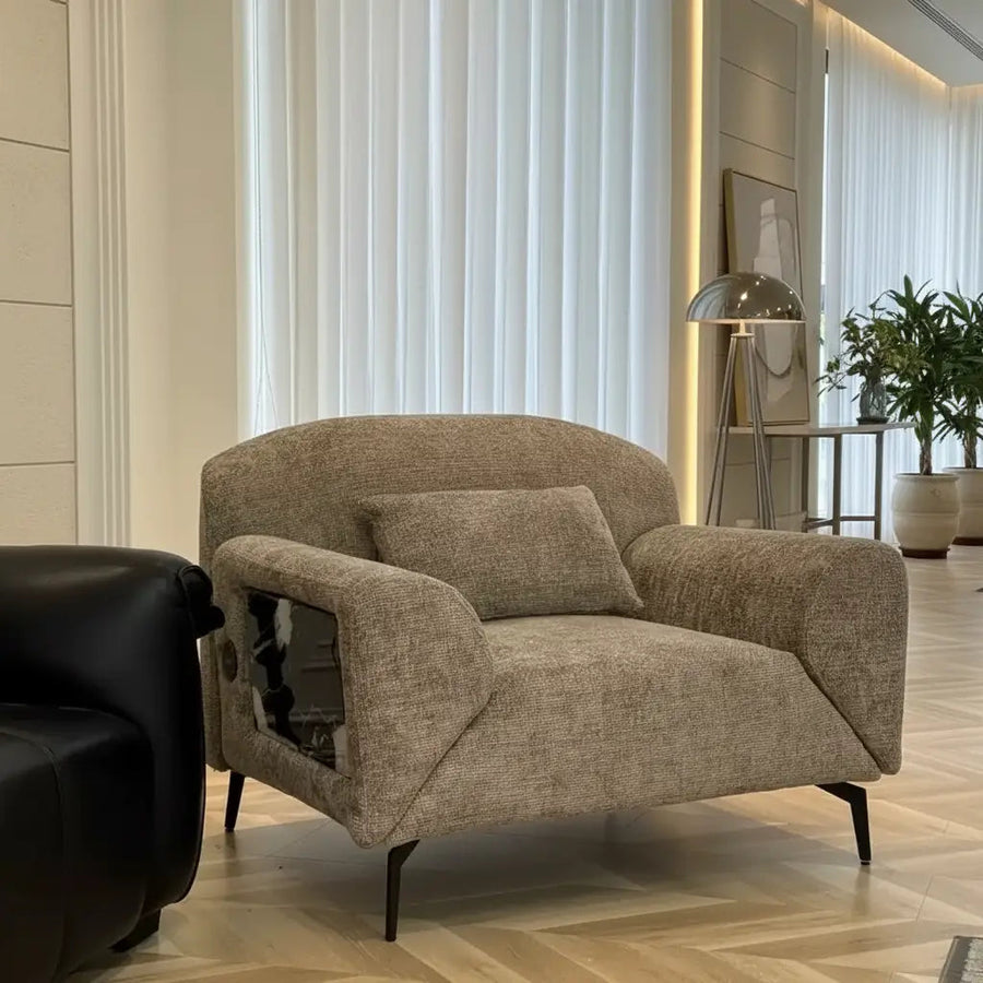 Ultimate Lifestyle Gift: Rotating Lounge Sofa with Wireless Charger & Marble Table