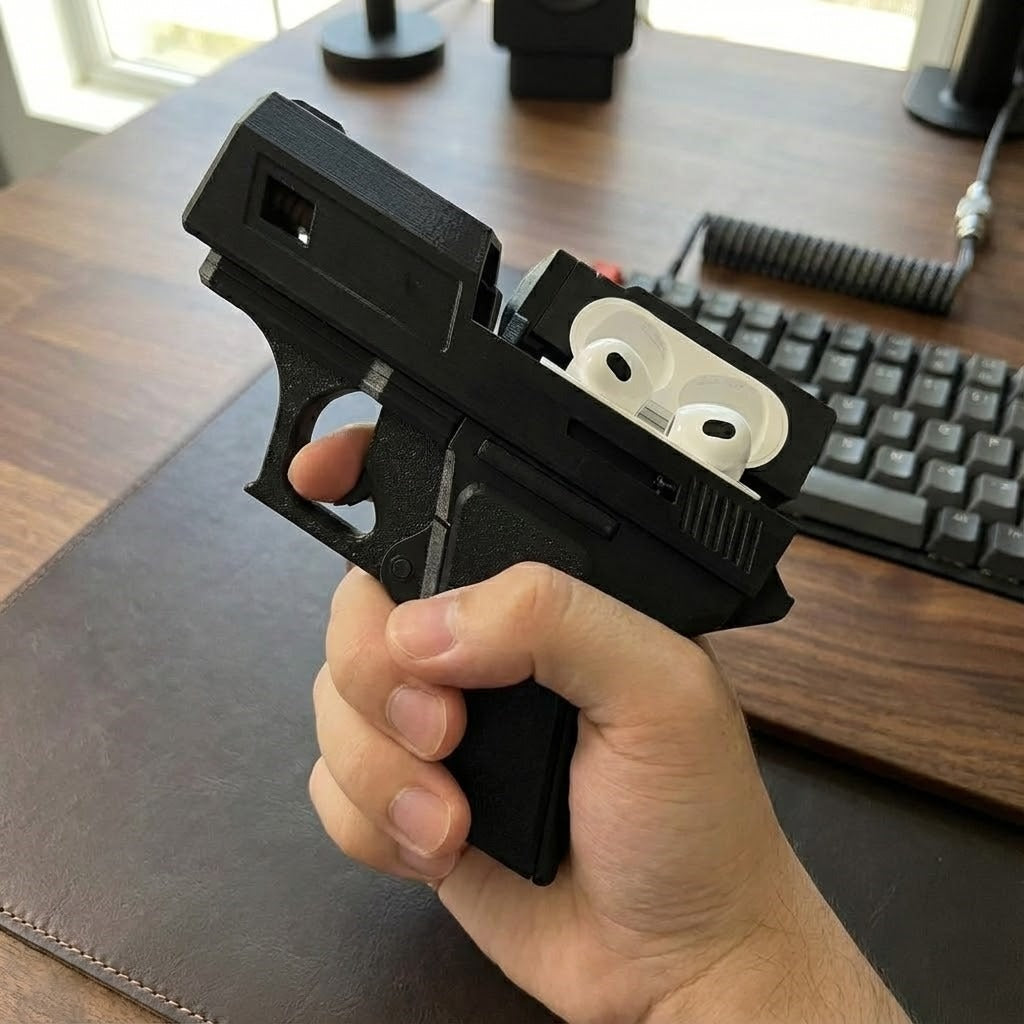 Miniature Gun-Shape AirPods Case: The Ultimate Unique Gift for Tech & Style