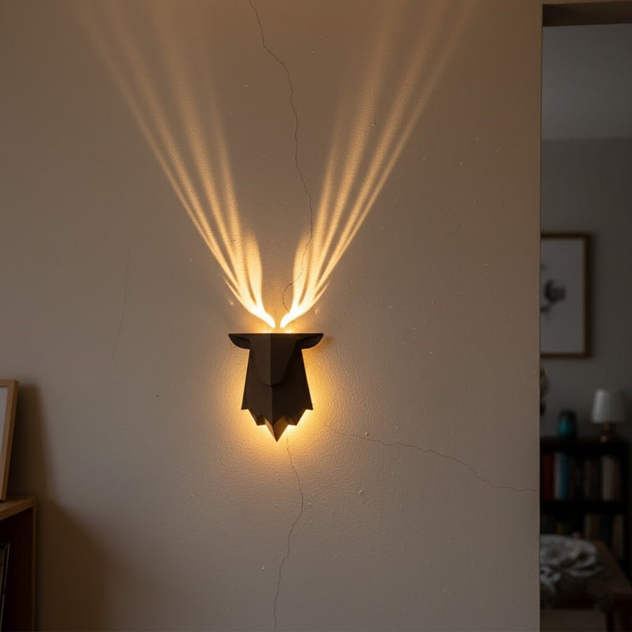 Geometric Deer Lamp: Unique Gift & Wall Art with Magical Antler Shadows