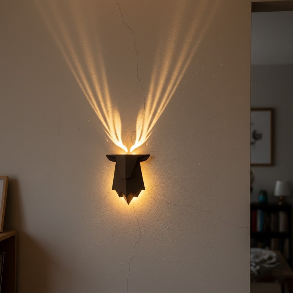 Geometric Deer Lamp: Unique Gift & Wall Art with Magical Antler Shadows