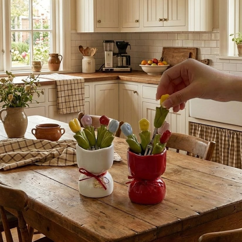 Tulip Bloom Dessert Fork Set: Unique Gift, Charming Decor & Functional Gadget