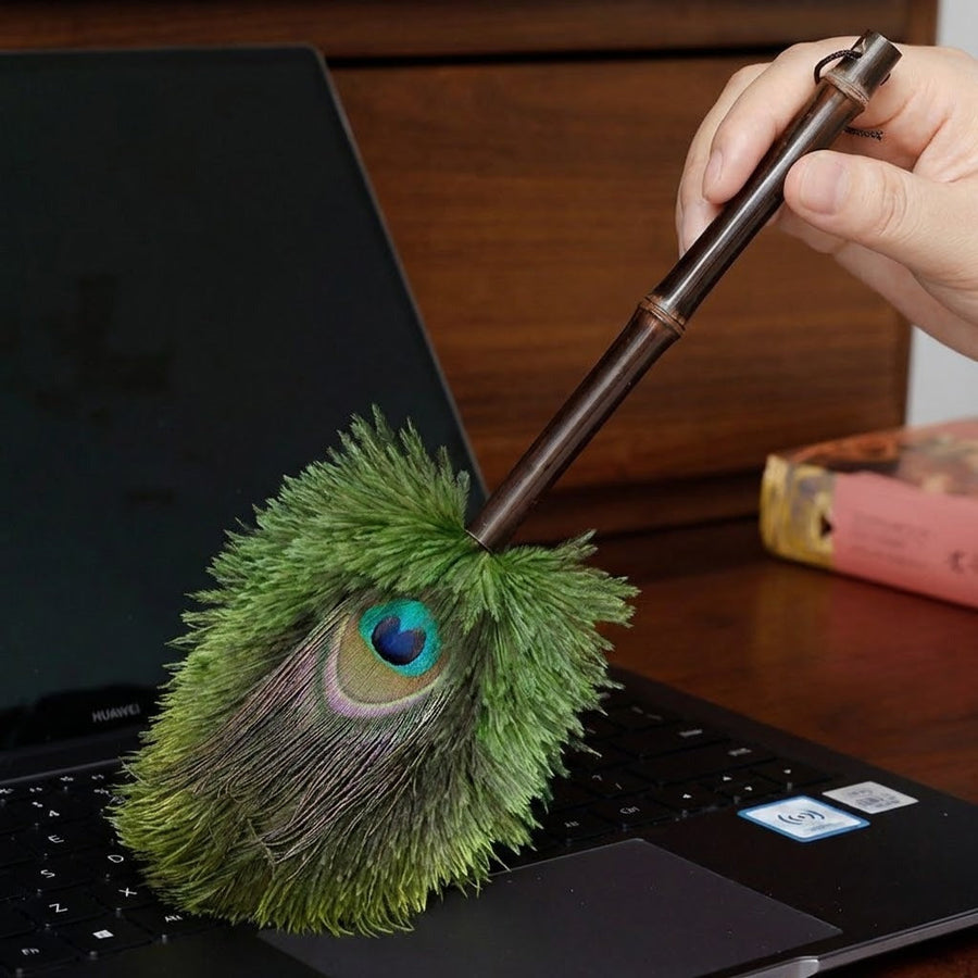 Peacock Feather Duster: Elegant Anti-Static Home Essential & Unique Gift Idea