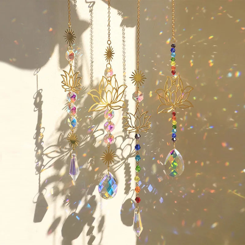 Lotus Crystal Sun Catcher: Unique Gift for Dazzling Rainbows & Peaceful Home Decor