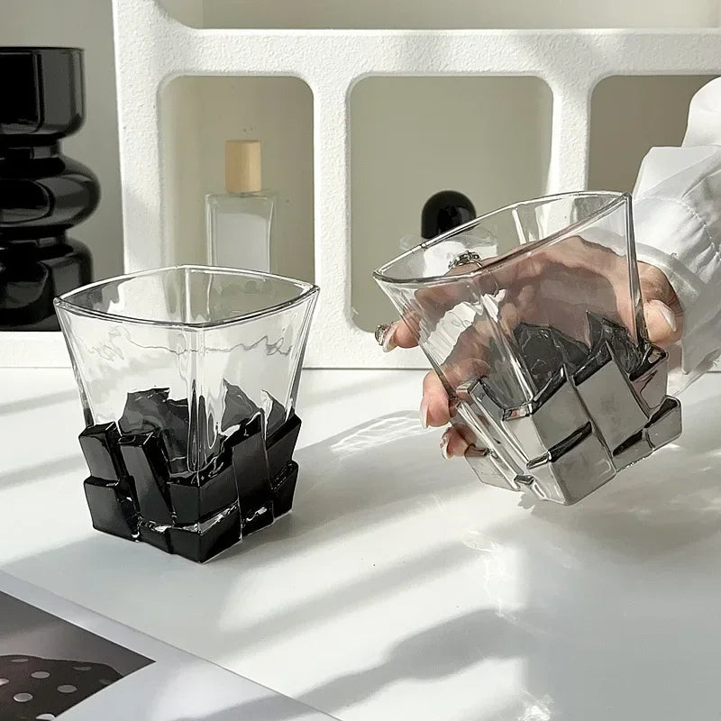 Geometric Onyx Base Glass Cup: The Unique Gift for Design Lovers