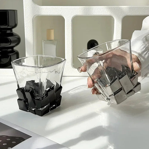Geometric Onyx Base Glass Cup: The Unique Gift for Design Lovers