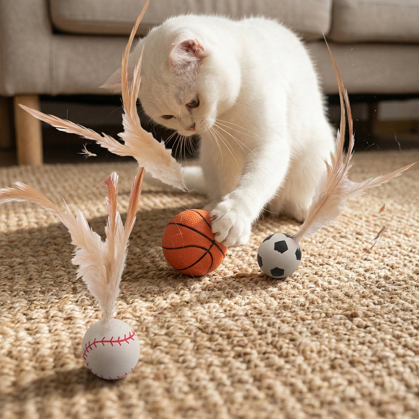 Unique Gift for Cat Lovers: The Feather Ball Teaser for Playful & Active Cats