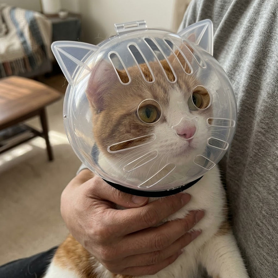 The Transparent Bubble Cone: A Unique Gift for Stress-Free Cat Grooming & Vet Visits