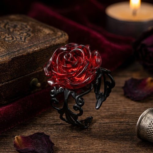 Gothic Dark Rose Ring: Unique Gift & Bold Statement for Alternative Style