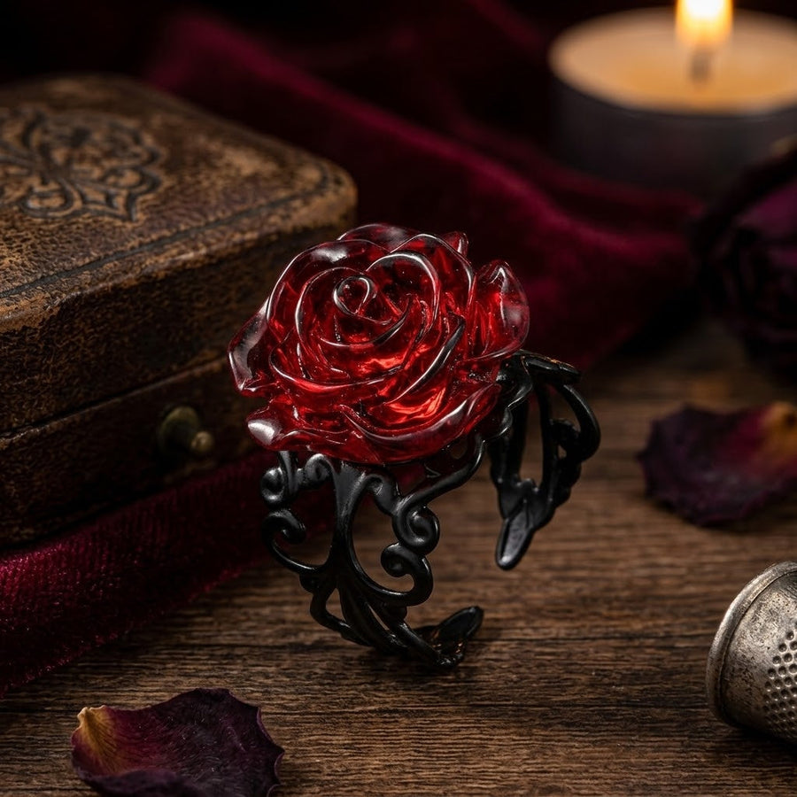 Gothic Dark Rose Ring: Unique Gift & Bold Statement for Alternative Style