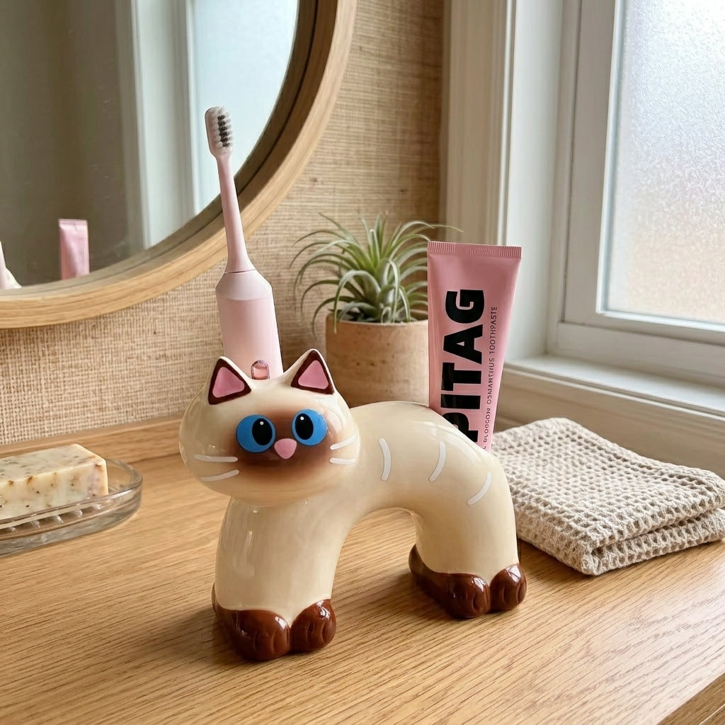 Sassy Cat Ceramic Toothbrush Holder: The Purr-fect Gift Idea for a Whimsical Home