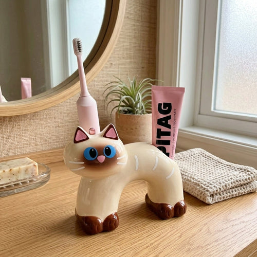Sassy Cat Ceramic Toothbrush Holder: The Purr-fect Gift Idea for a Whimsical Home
