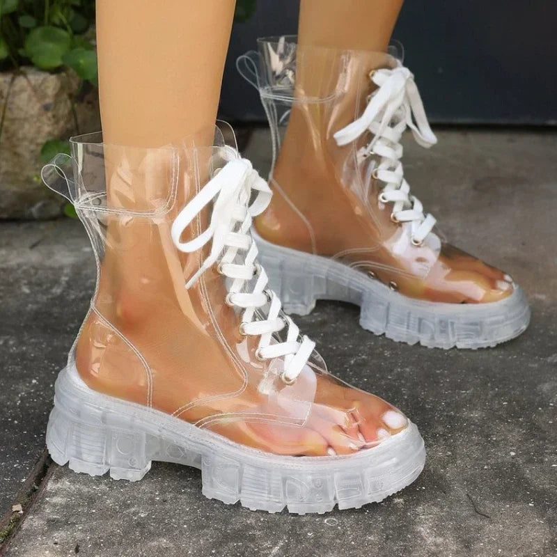 Crystal Clear Platform Rain Boots: The Ultimate Gift for Fashion-Forward Trendsetters