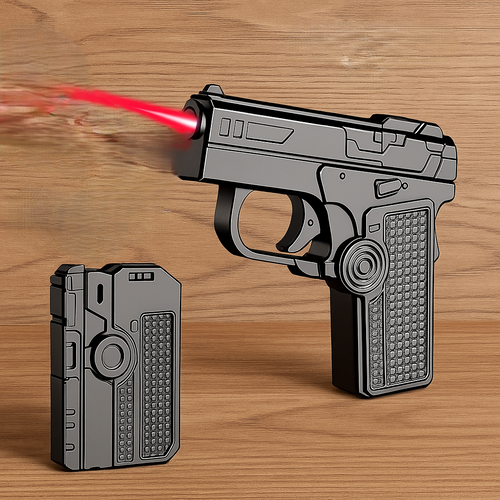 Foldable Gun-Shaped Windproof Lighter with Laser: Unique Gift Idea for Gadget Lovers