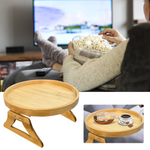 Bamboo Sofa Armrest Clip-On Round Tray