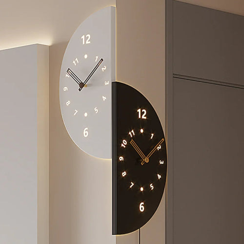 Geometric Half-Moon Dual Wall Clock - Image 0