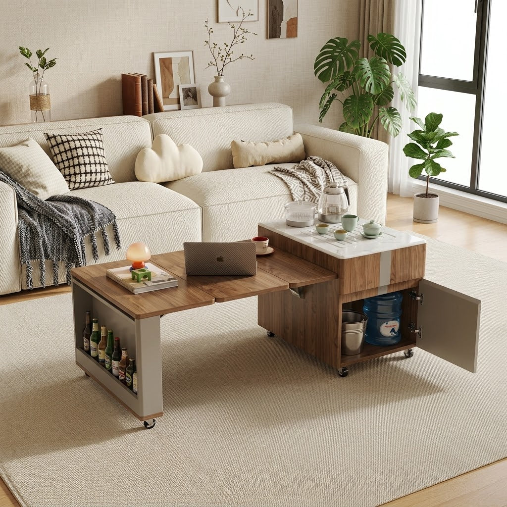 Japanese Minimalist Hidden Storage Coffee Table - Image 3