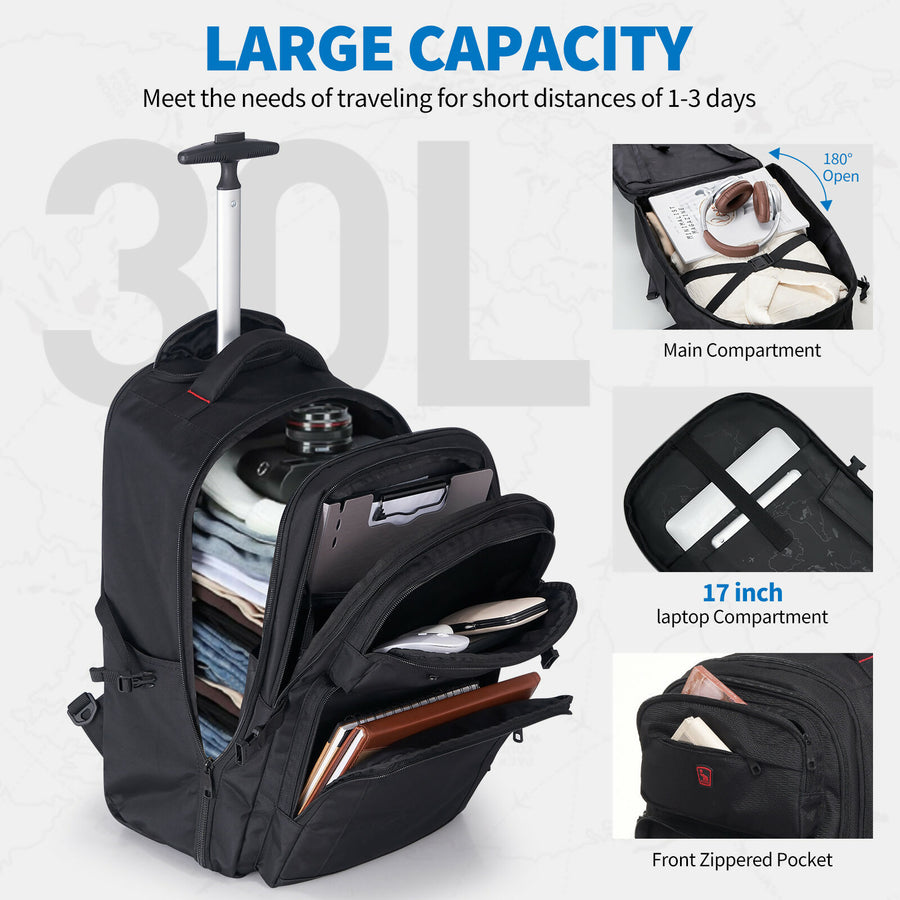 OIWAS Rolling Backpack Carry on Backpack with Wheels - Image 4