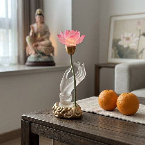 Sacred Lotus Hand Crystal Lamp - Image 0