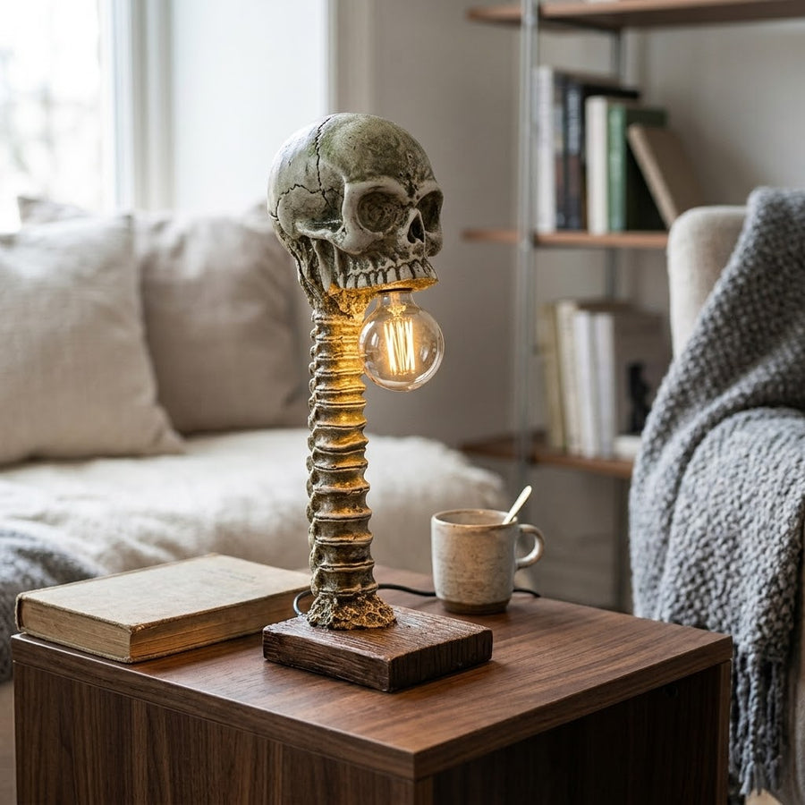 Witching Hour Skull Spine Desk Lamp