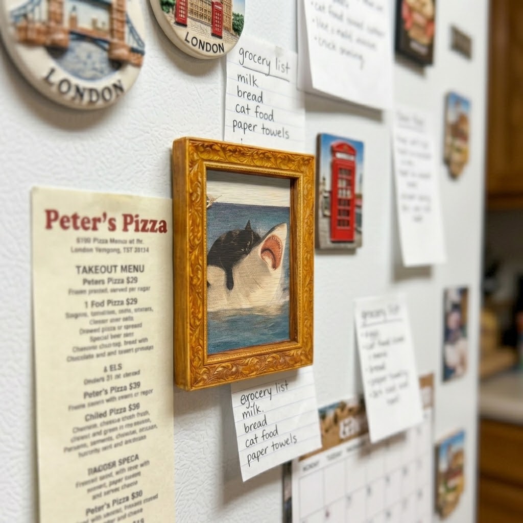 Cat vs Shark Fridge Magnet - Image 3
