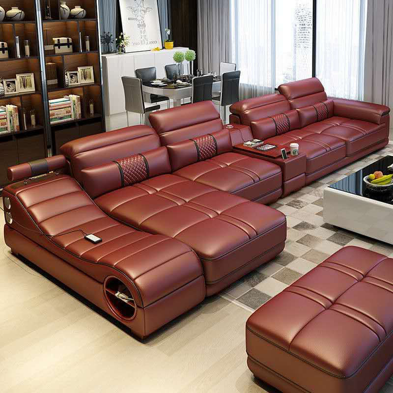 Luxury Multifunctional Elite Elegance Leather Sofa Set - Image 5