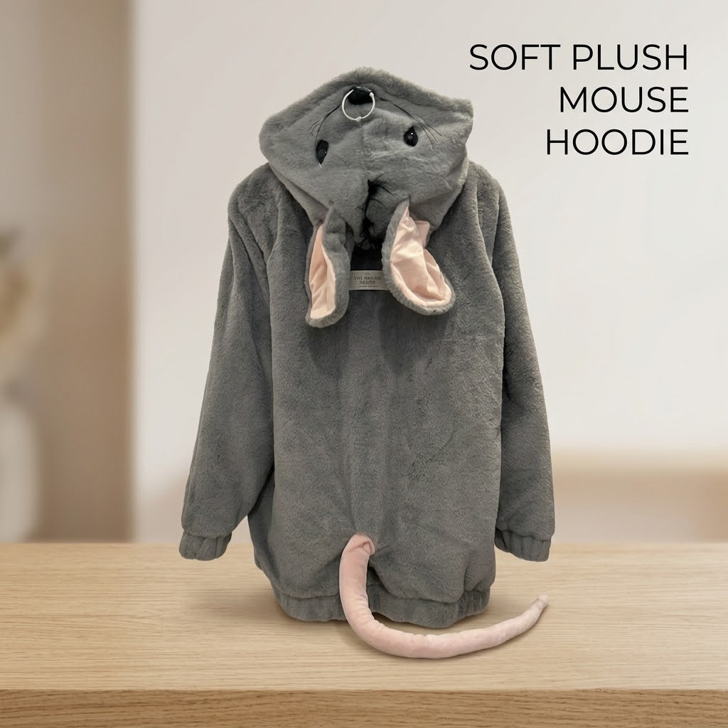 Street Mouse Oversized Plush Zip Hoodie Jacket · Mavigadget