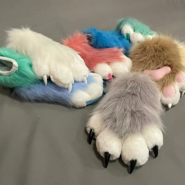 Padded Furry Paw Winter Hand Gloves - Image 3