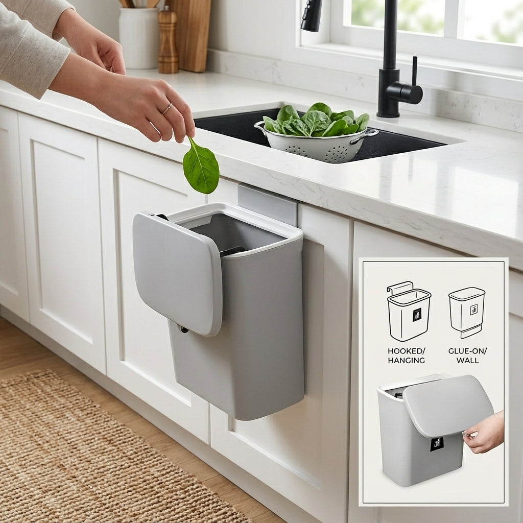 Wall-Mounted Smart Lid Trash Can - Image 1