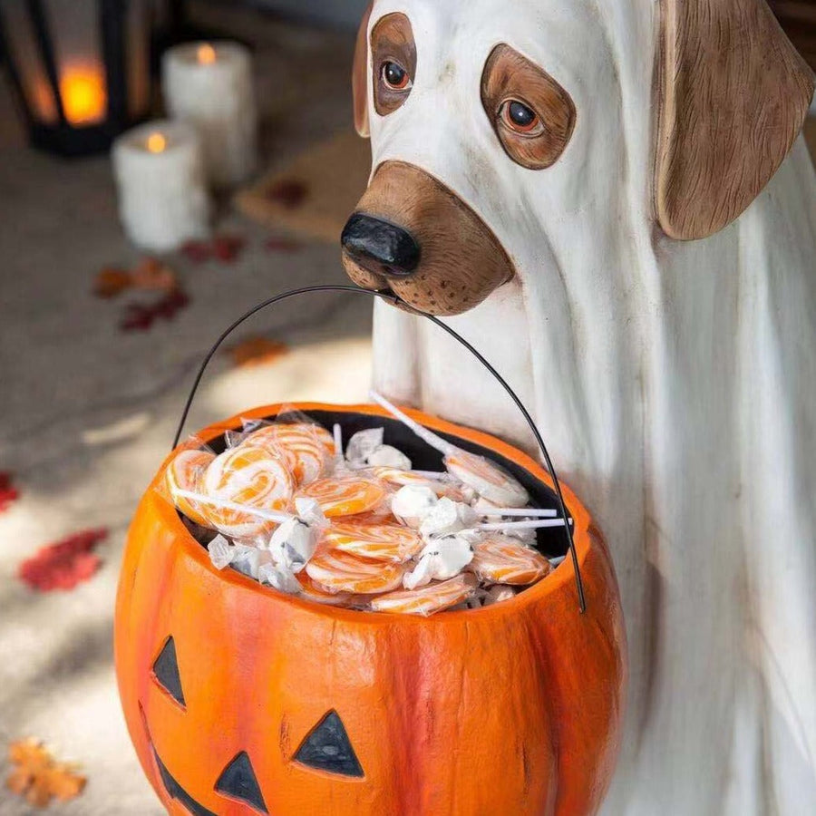 Pumpkin Puppy Resin Garden Decor - Image 1